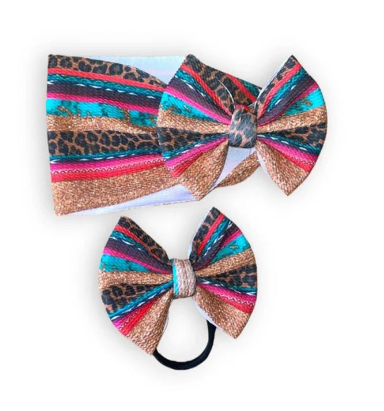 Leopard Serape Bow