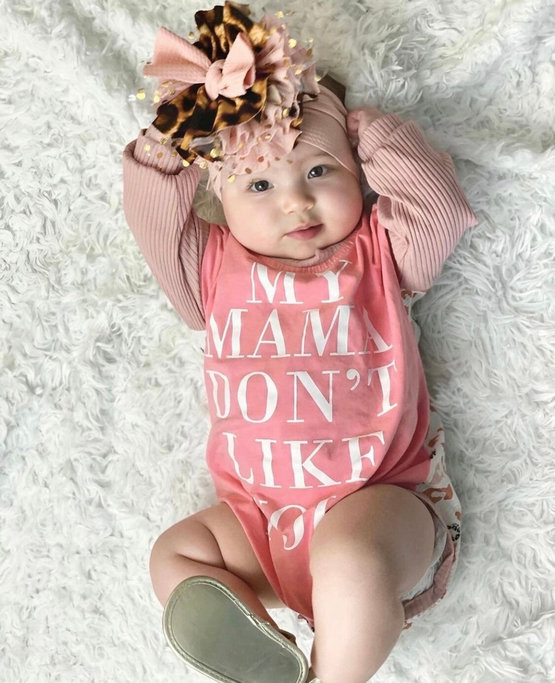 Mesh Blush/Cheetah Bow